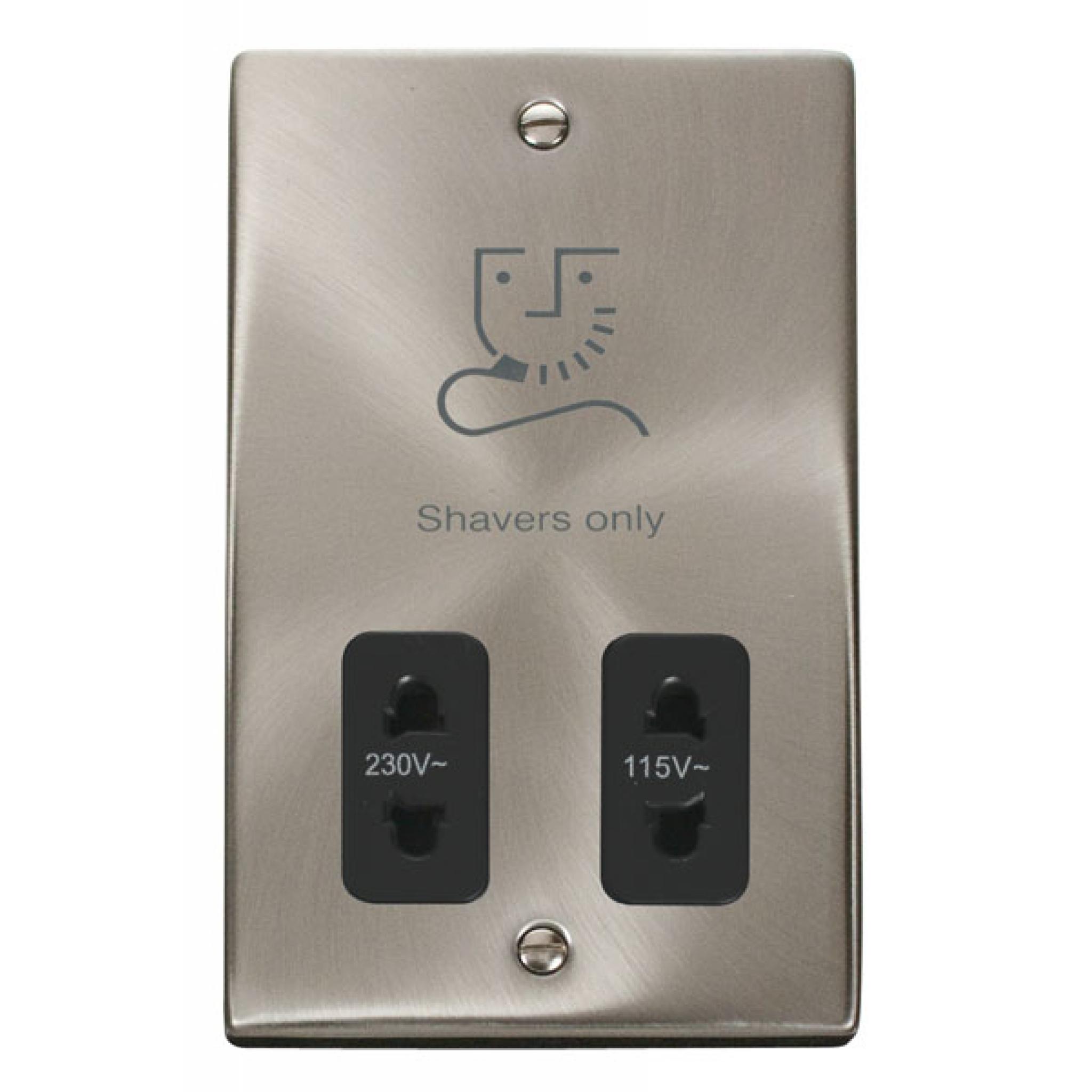 Dual Voltage Shaver Socket Outlet 115/230v Black