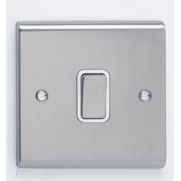 10A 1G 2W Switch- Stainless Steel/White