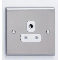 5A 1G Unswitched Socket Stainless Steel/White