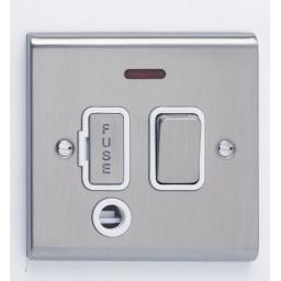 13A DP Switched with Flex Outlet & Neon- Stainless Steel/Whi