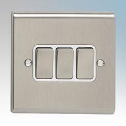 10A 3G 2W Switch- Stainless Steel/White