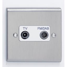 TV/FM DAB Diplexer Outlet- Stainless Steel/White
