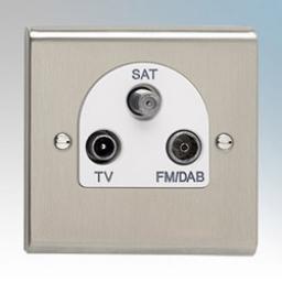 TV/FM DAB Satellite Triplexer Outlet Stainless Steel/White