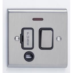 13A DP Switched with Flex Outlet & Neon- Stainless Steel/Bla