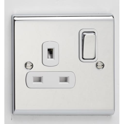 13A 1G DP Switched Socket- Chrome/White