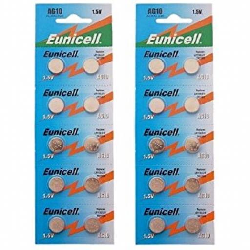 Eunicell AG10 1.5V Alkaline Batteries (Pack of 2)