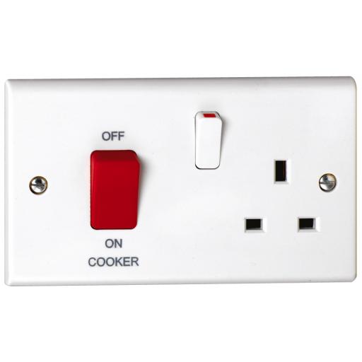 45A Cooker Control Unit with Red Rocker