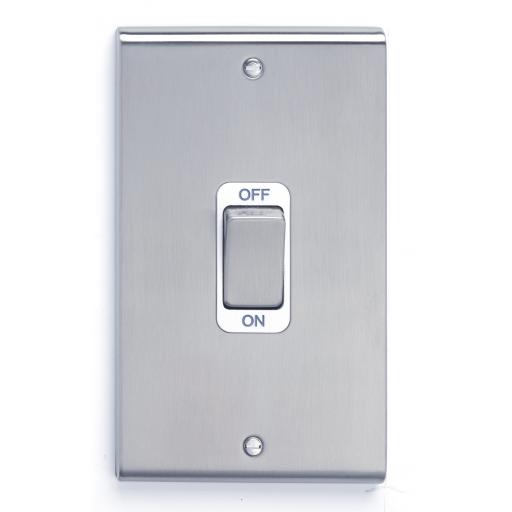 50A DP Tall Switch with Red Rocker - Stainless Steel/White