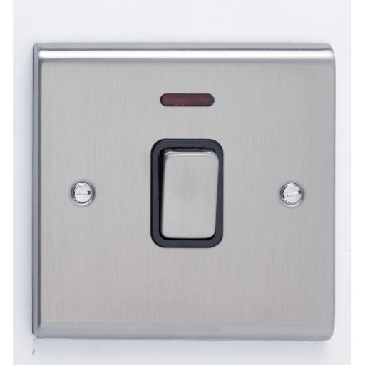 20A DP Switch with Neon Stainless Steel/Black