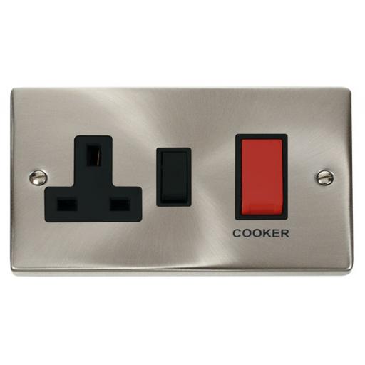 45a Dp Switch + 13a Switched Socket - Black