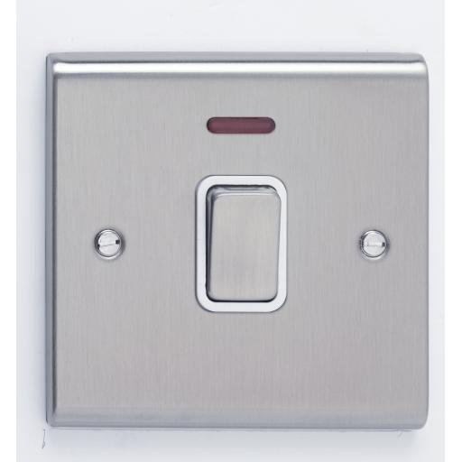 20A DP Switch with Neon Stainless Steel/White