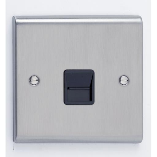 Secondary Telephone Outlet- Stainless Steel/Black