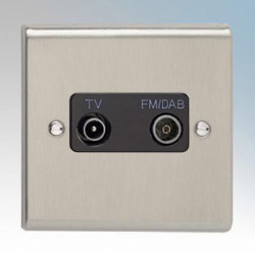 TV/FM DAB Diplexer Outlet- Stainless Steel/Black