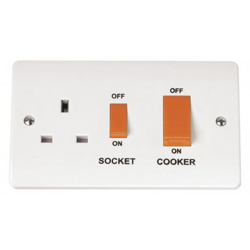 45A Cooker Switch With 13A DP Switched Socket Outlet